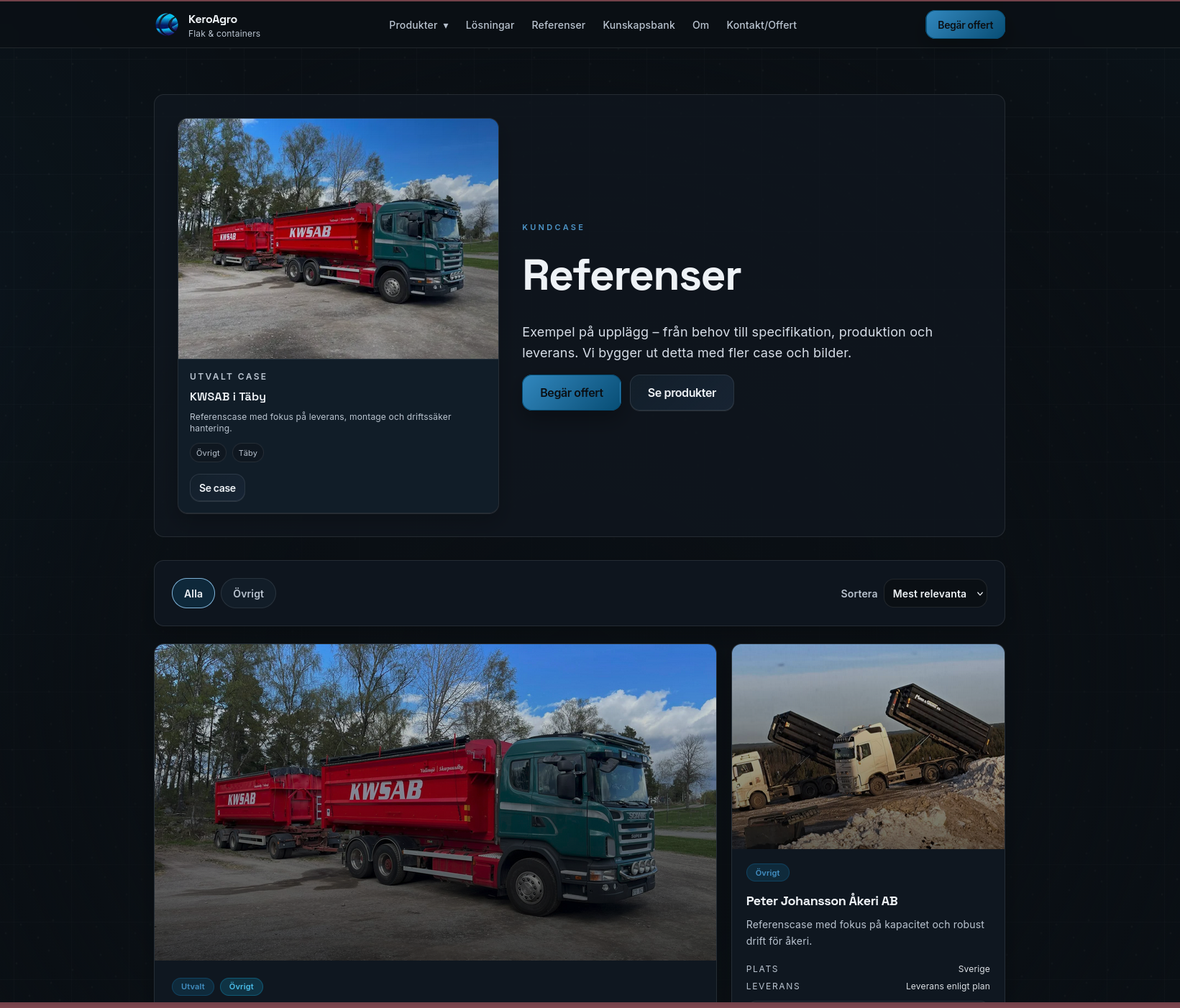 Skärmdump av keroagro.se